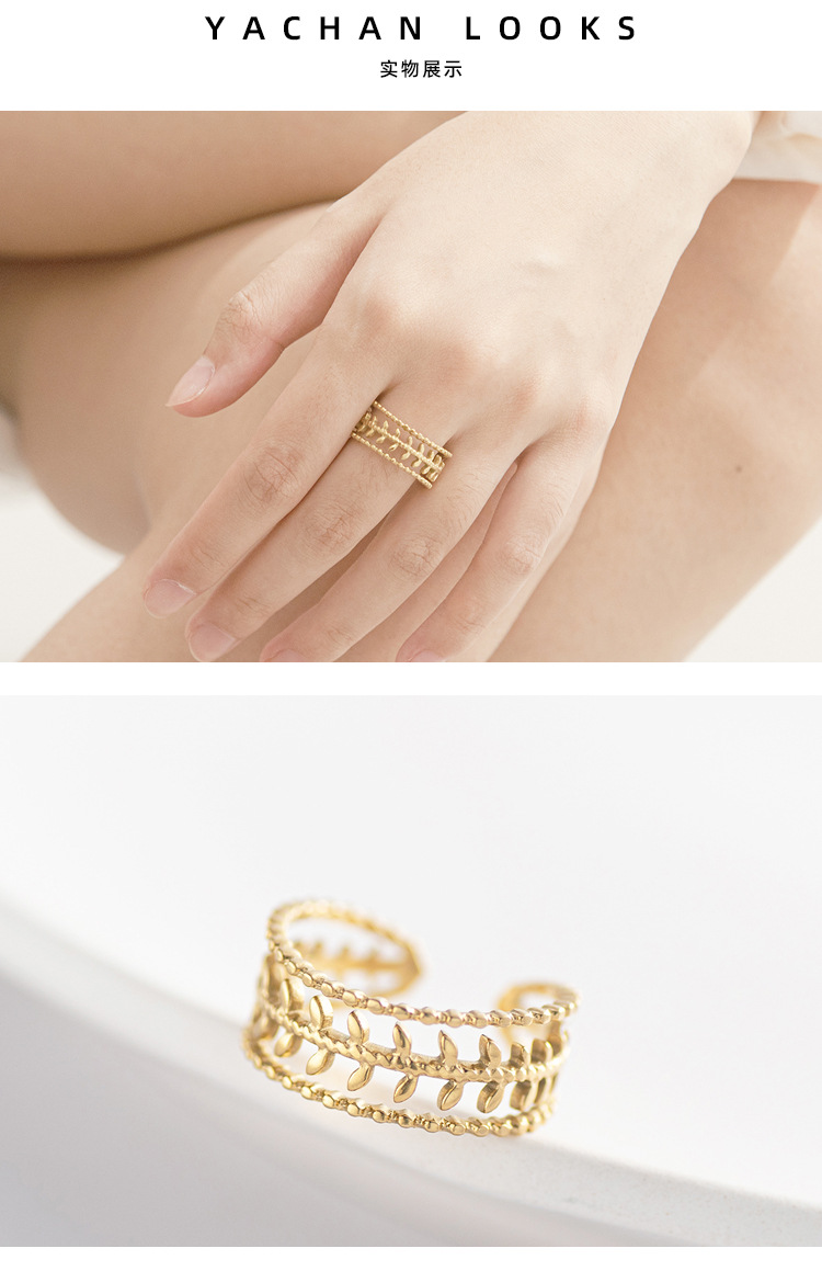3g Weight PVD Coated Gold Plating Process Real Gold Plated Plating Material 304 Stainless Steel Material PVD Coated Real Gold Plated Geometric Titanium Steel Fashion Waterproof Non Tarnish