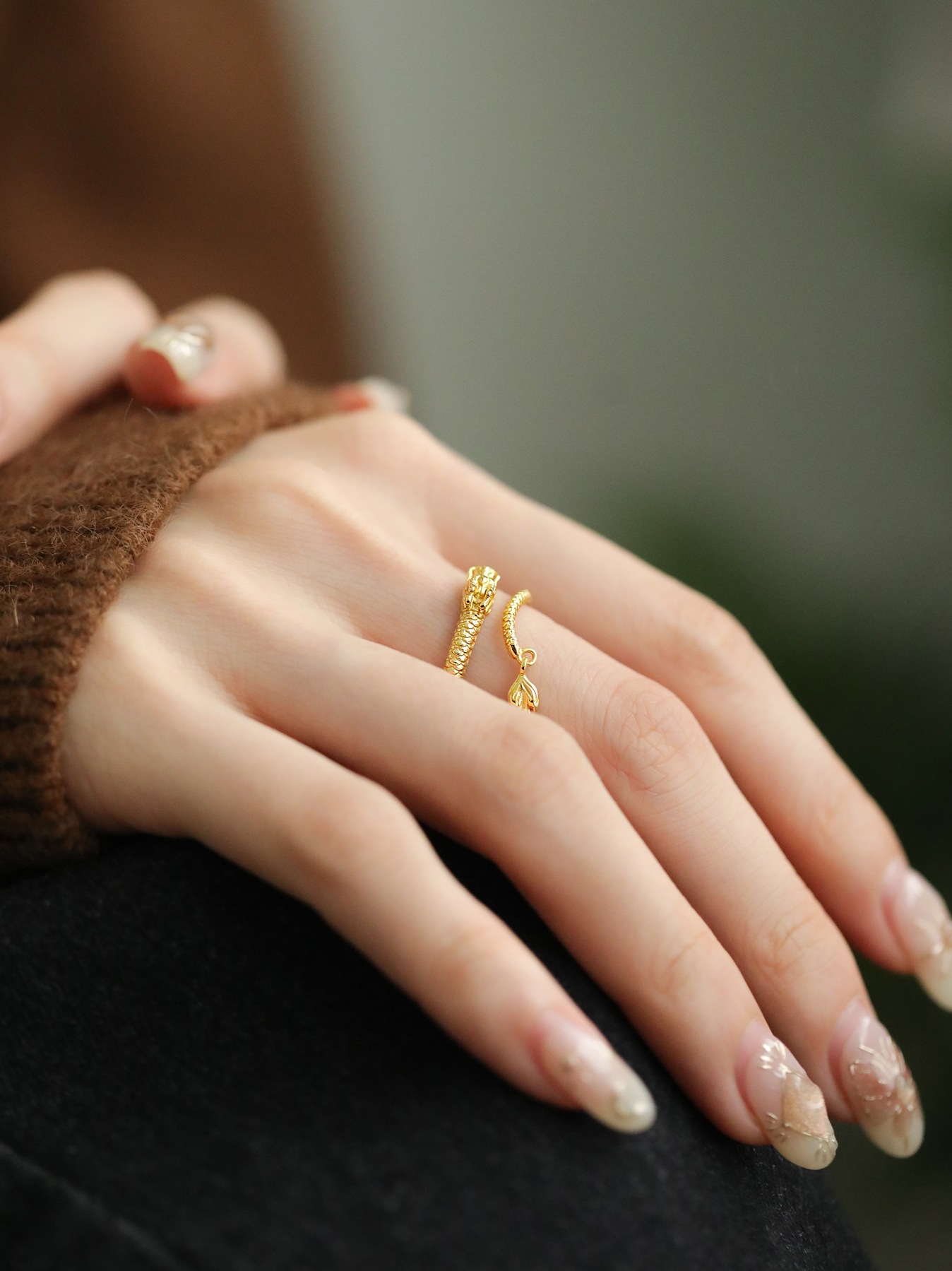 Bijoux et accessoires Bague Dragon Année Petit Dragon Doré Design de niche Mode Bague Année Dragon Zodiaque Haut de gamme Accessoires de bague Femme_voghion.com