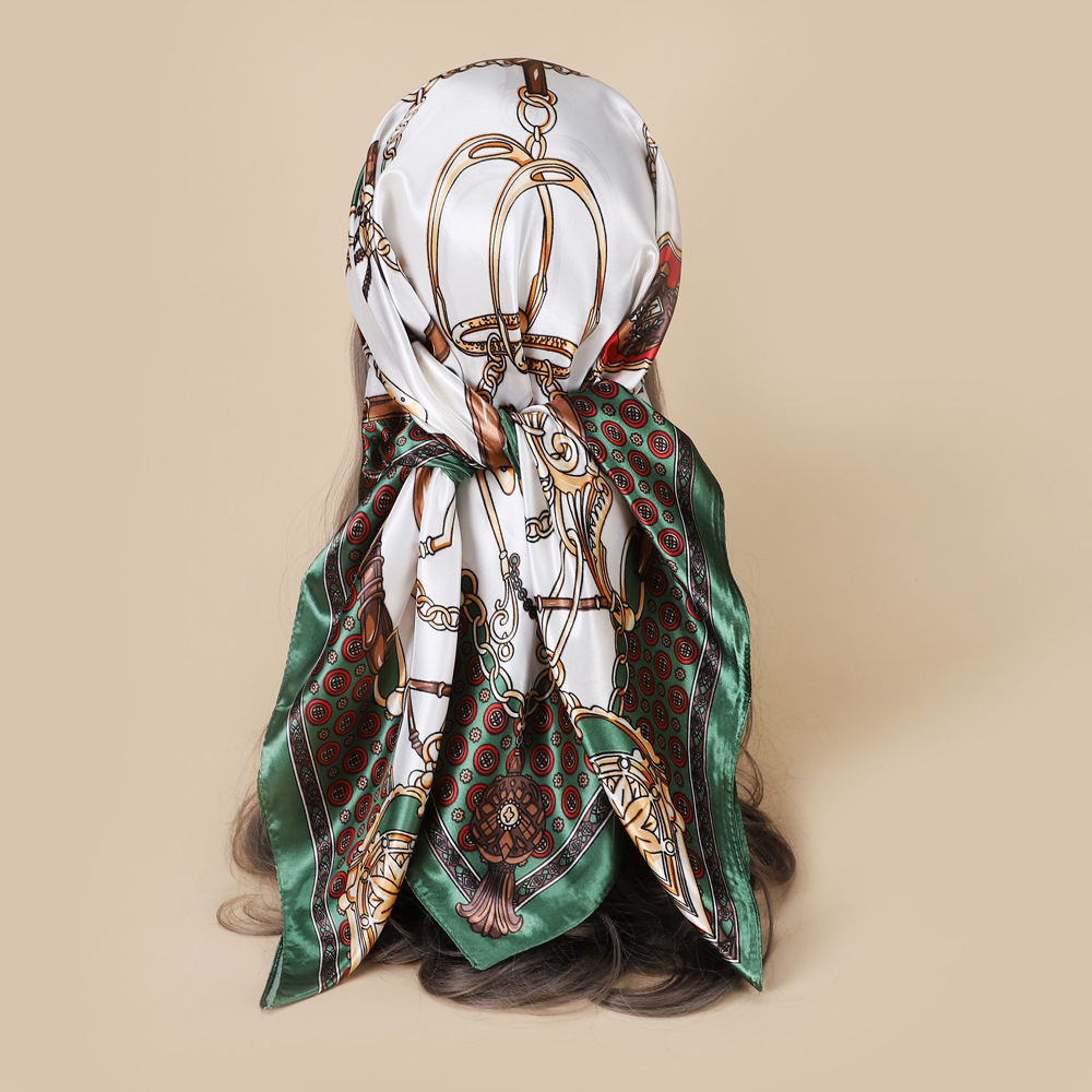 Elegant Multicolor Satin Printing Silk Scarves display picture 5