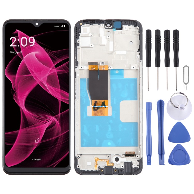 Para T-Mobile REVVL 6X Pro 5G LCD Touch Assembly con marco (color: negro)