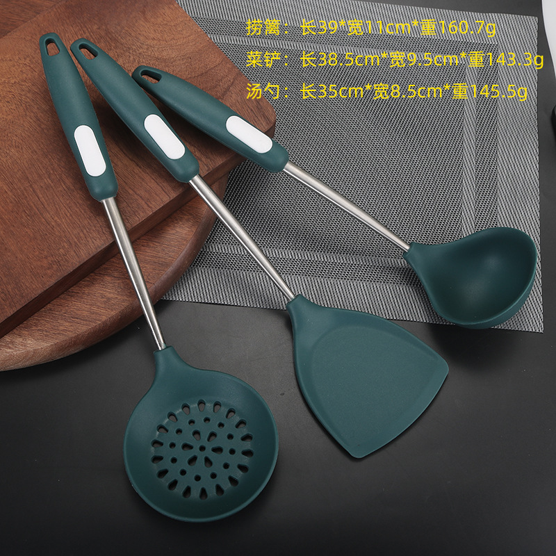 Nylon 304 tubo de acero inoxidable antiadherente conjunto de utensilios de cocina para casa de tres piezas