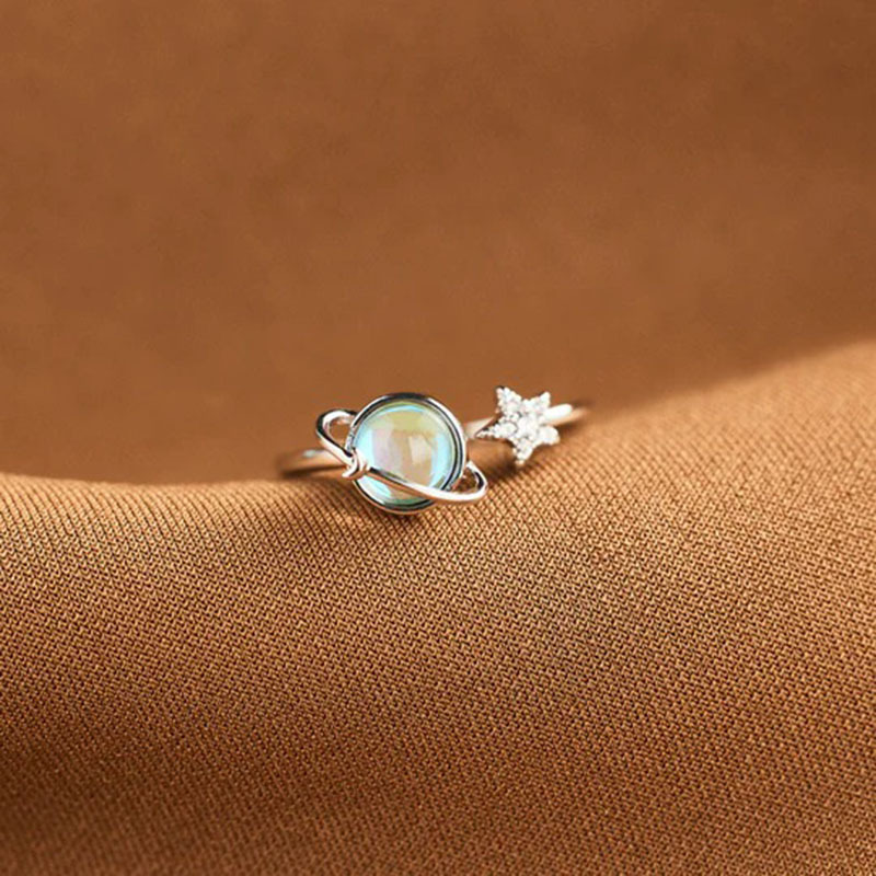 10g Weight Rhinestones Inlay Material Anxiety Ring Classification Adjustable Ring Size Wholesale Jewelry Sweet Star Alloy Rhinestones Inlay Rings