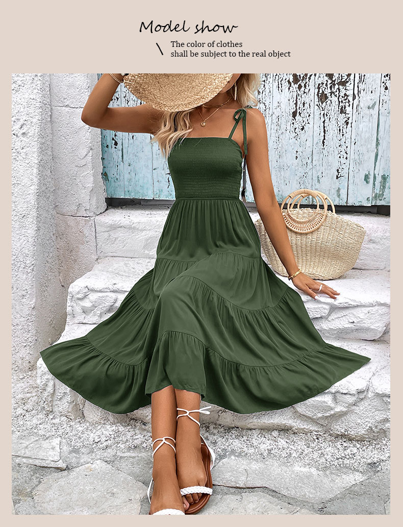 Solid Color Backless Suspender Sexy Dress_voghion.com