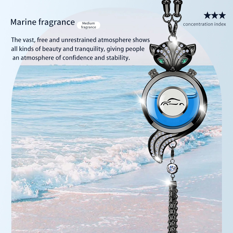 Qìchē – Car Air Car hanging - fox-gunmetal-alloy-pendant-with-ocean-fragrance-small-car-logo