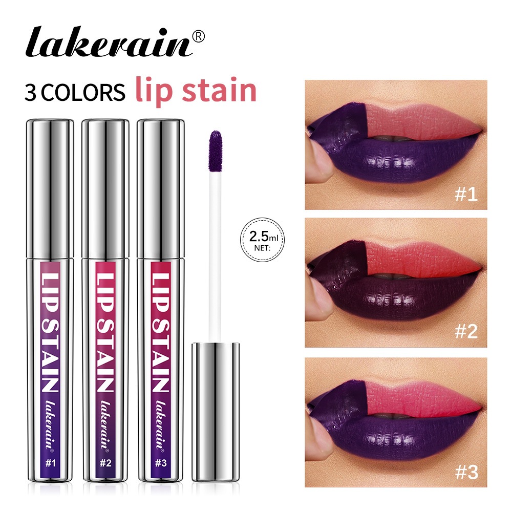 Transfronterizo belleza lakerain 3 colores tubo de plata rasgar lápiz labial de comercio exterior seda esmalte labial brillante esmalte labial fácil de desarrollar color lápiz labial