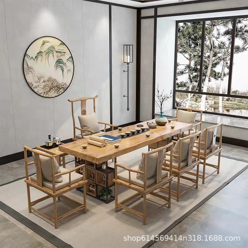 Modern and minimalistic tea set for office from natural wood