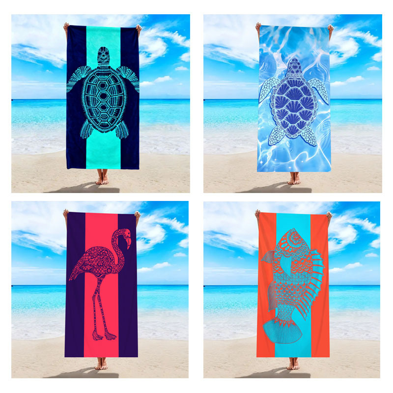 Amazon's Popular Turtle Flamingo Beach Towel Thickened Microfiber Quick-Drying Swimming Bath Towel Absorbent Towel