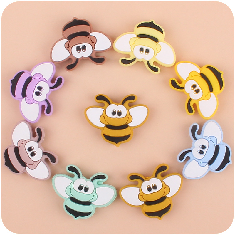 Bebé suministros de dibujos animados silicona abeja DIY bebé molar pezón cadena teether pulsera juguete Accesorios