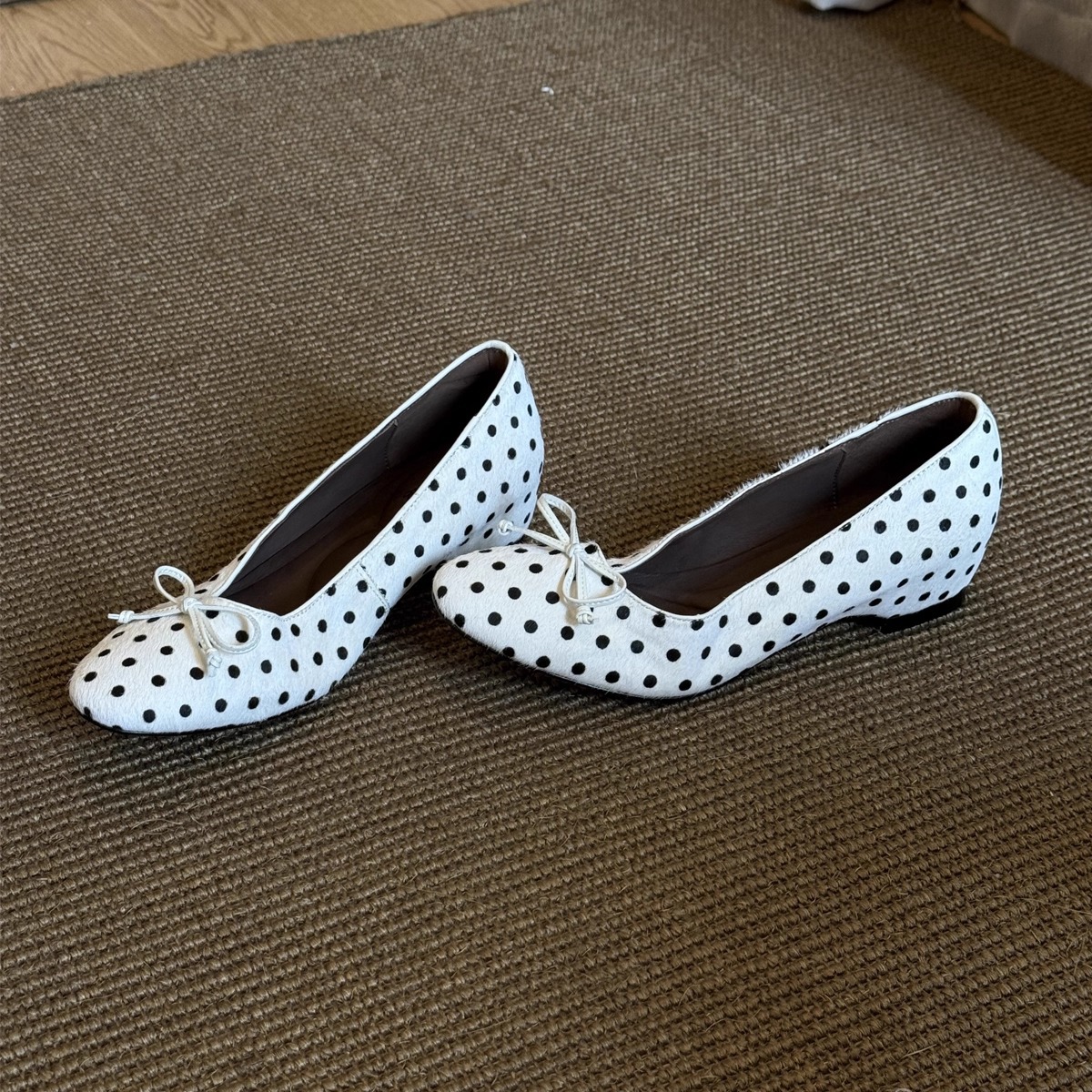 In-Stock Version~ Round-Toe Bowknot Polka Dot Hidden Heel Mary Jane Women's Shoes, Slip-On Retro Ballet Flats