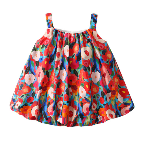 Girls' Princess Dress Summer Outfit 24 New Fashion Children's Skirts Summer Little Girls Baby Floral Tank Top Dress