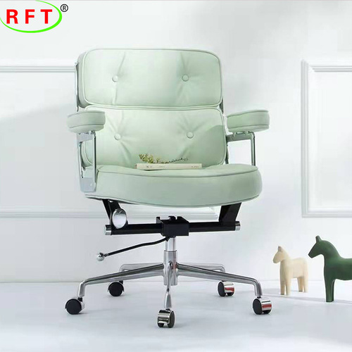 The office chair designed by Robin Eames, a high-rise rotating computer chair with cowhide and solid wood, boss sofa chair