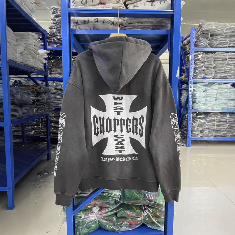 erd忧郁的富二代宽松West Coats重磅vintage铁十字开衫卫衣帽衫秋|undefined