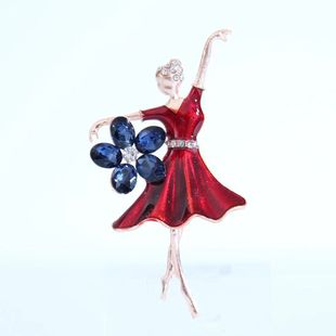 Korean elegant ballet girl high-grade brooch drop oil fashion corsage alloy diamond accessories shawl buckle