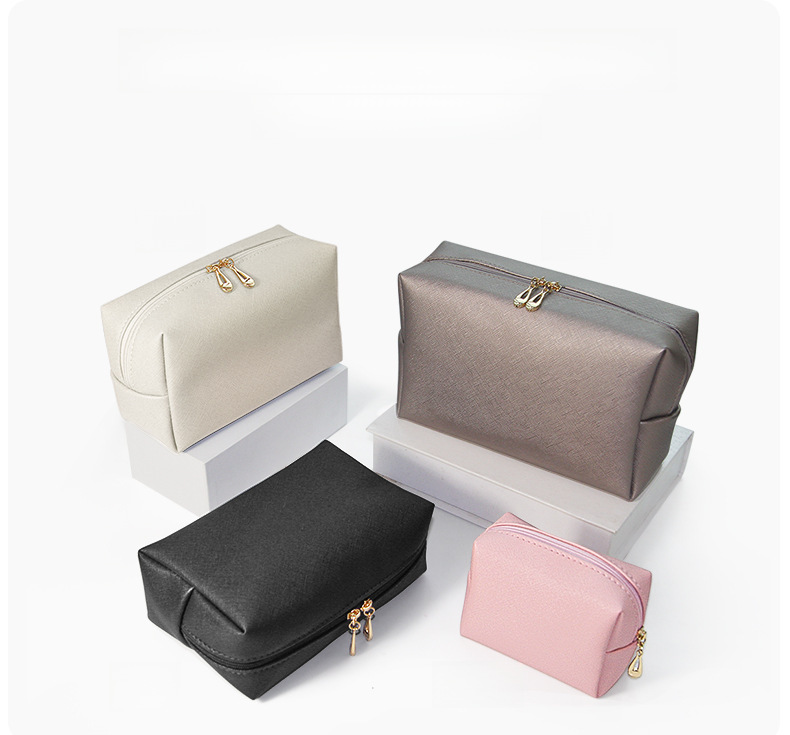 Cross-border Dopamine PU Leather Makeup Storage Octagonal Small Square Bag Simple Solid Color Gift Cosmetic Bag