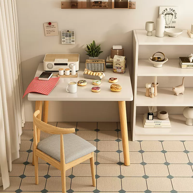 实木餐桌家用小户型阳台客厅现代简约出租房北欧风长方形吃饭桌子