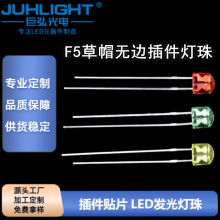 F5草帽无边定制灯珠 红黄蓝绿白无极长脚 5mm直插式LED发光二极管