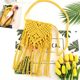 New Cotton Rope Tassel Hand Bag Diagonal Woven Bag Casual Women's Bag Single Shoulder Forest Straw Bag Beach Bag