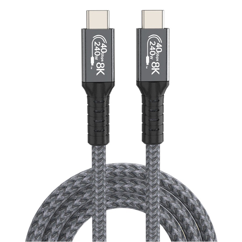 Cable de datos USB4 TypeC de doble cabezal compatible con Phone15Pro Thunderbolt 40G carga rápida cable de proyección de pantalla 8K PD240W