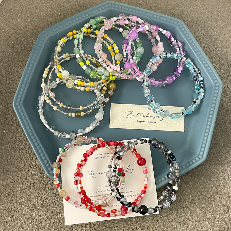 Colorful Rice Bead Memory Double Circle Bracelet, Cute and Fresh, the First Choice Gift for Night Market Stalls, and the Most Popular Hand Jewelry