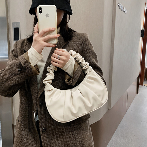 Bags for women  new underarm bag pleated cloud bag baguette bag one-shoulder crossbody bag casual texture handbag