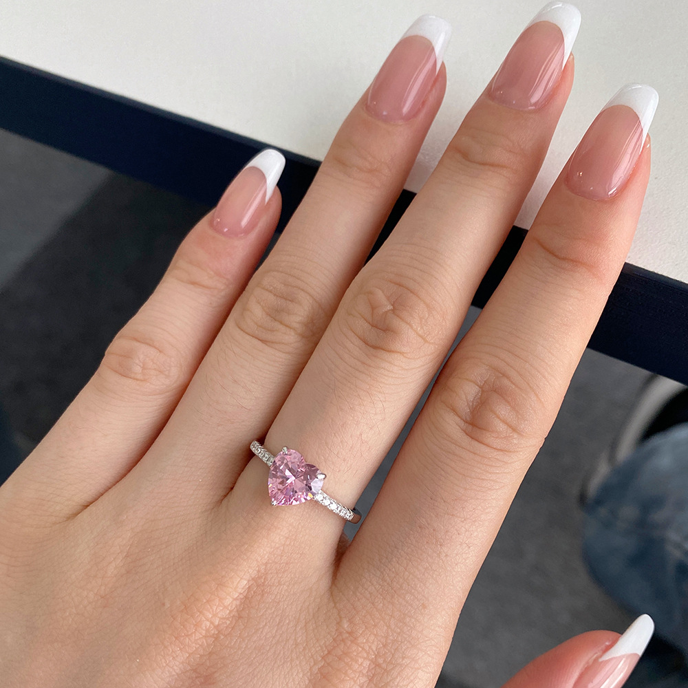 Rings Classification 925 Sterling Silver Heart Shape Gem Rings