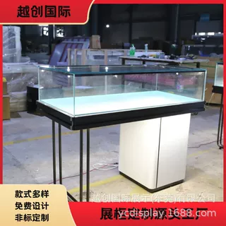 轻奢简约珠宝展示柜带LED灯玻璃柜防指纹不锈钢珠宝首饰陈列柜台