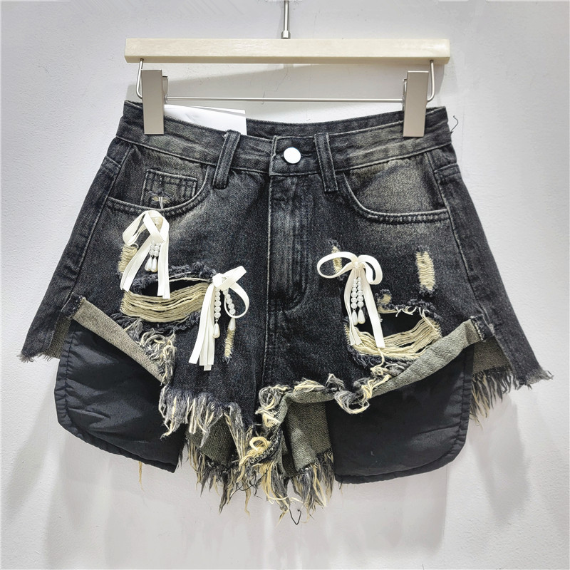 Pantalón Corto de Mezclilla de Talle Bajo con Detalle Desgastado para Verano