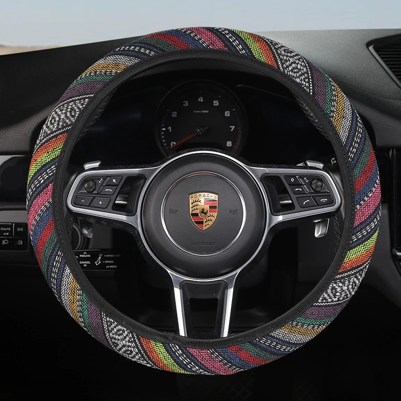 Новый набор рулевого колеса национальный стиль четырехцветный чехол для автомобиля Four Seasons универсальная мода атмосферный всасывающий и нескользящий чехол для рулевого колеса
