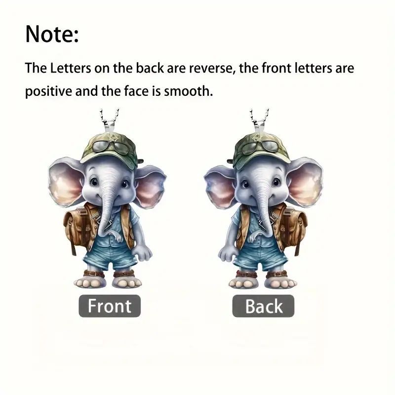 2D creativo nuevo lindo elefante regalo de vacaciones colgante acrílico plano transfronterizo colgante de espejo retrovisor interior