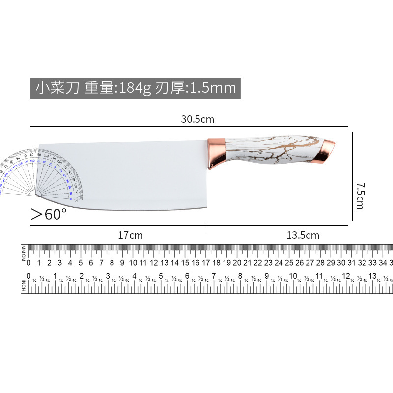 Cuchillo de mármol cocina oro rosa conjunto de cuchillos transfronterizos cuchillo de cocina de acero inoxidable cuchillo galvanizado asiento de cuchillo spot para el hogar