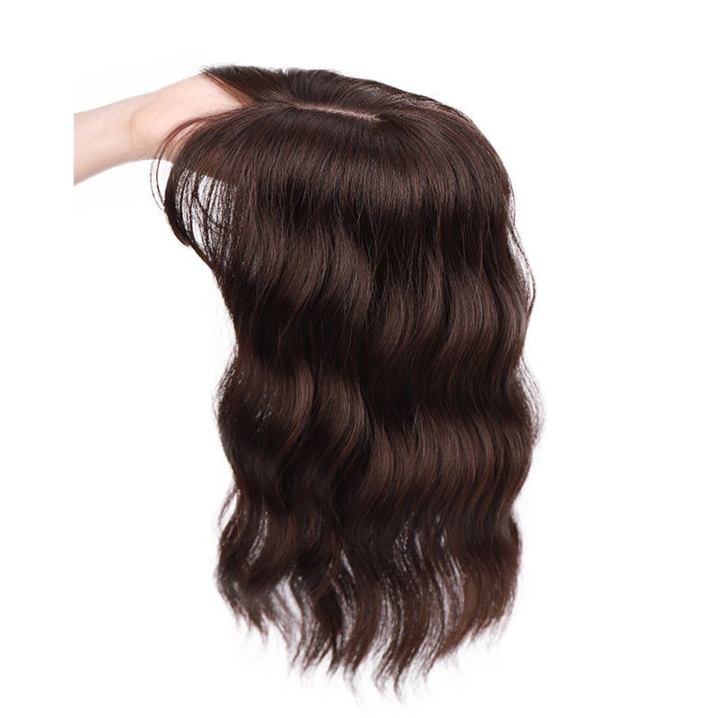 Parche para el cabello de la cabeza cubierta de cabello largo y rizado cubierta de cabello blanco cabello artificial femenino aire bangs pieza de peluca agua ondulación parche para el cabello