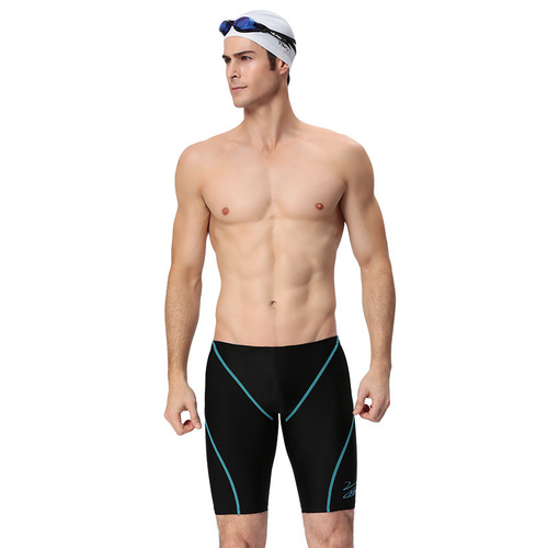 Yingfa swimming trunks professional five-point swimming trunks men's swimsuit mid-leg training fish scale pattern imitation shark skin quick-drying 9402