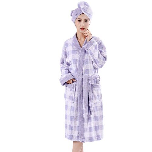 Coral velvet stand-neck bathrobe, home bedroom, star space, bathing, binding, not easy to shed hair, simple towel, wearable