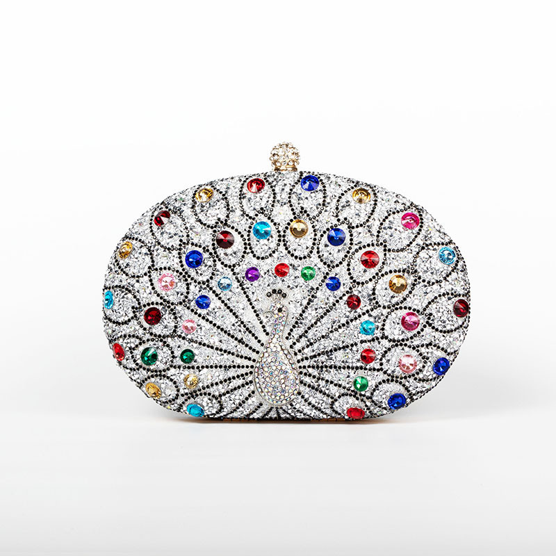 Nueva bolsa de cena acrílica de diamante de pavón europeo transfronterizo de estilo americano de fiesta de alto nivel bolso de cena nicho bolso de mano