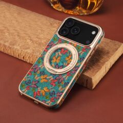 Denior苹果17花语齿轮电镀磁吸Air手机壳 iPhone17ProMax支架皮套