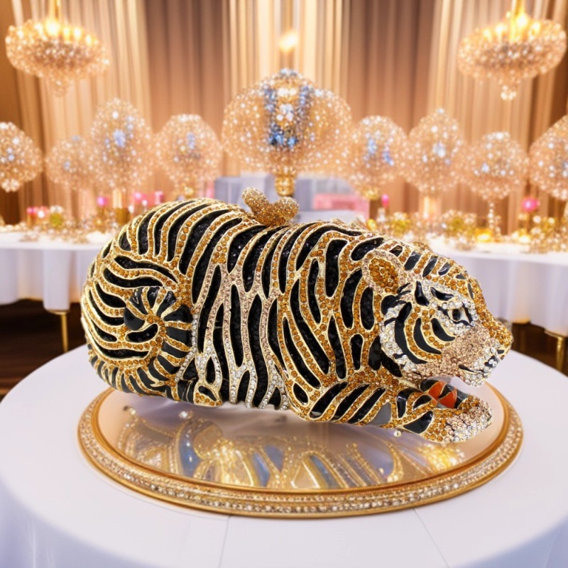 Tiger cristal embrague tigre diamante bolsa de fiesta fiesta bolsa de diamante mujer adornos para el hogar