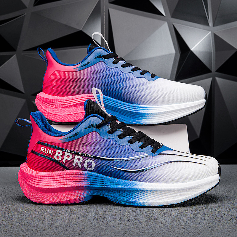 National Trendy Youth Superlight Flying Malla tejida transpirable Zapatos para correr Hombres y mujeres con amortiguación Palomitas de maíz Zapatos deportivos de suela blanda