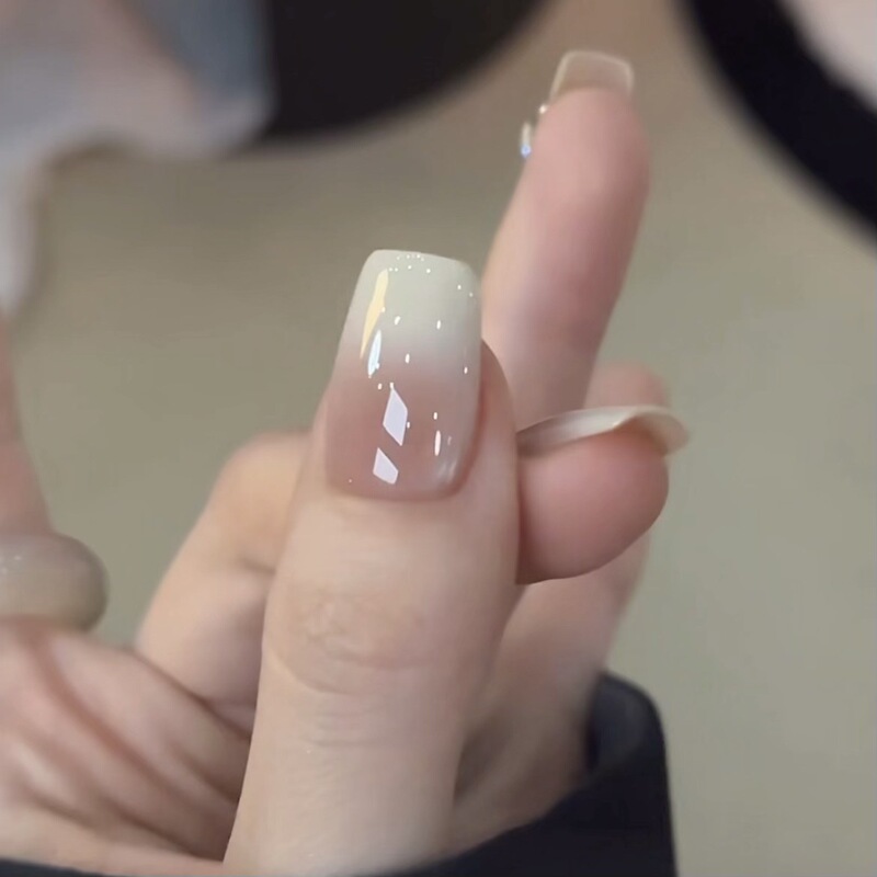 Caita-[Jasmine Tea] Cross-Border European and American Ins-Style Wearable Nails with a High-End Feel, French Manicure Nail Stickers Wholesale