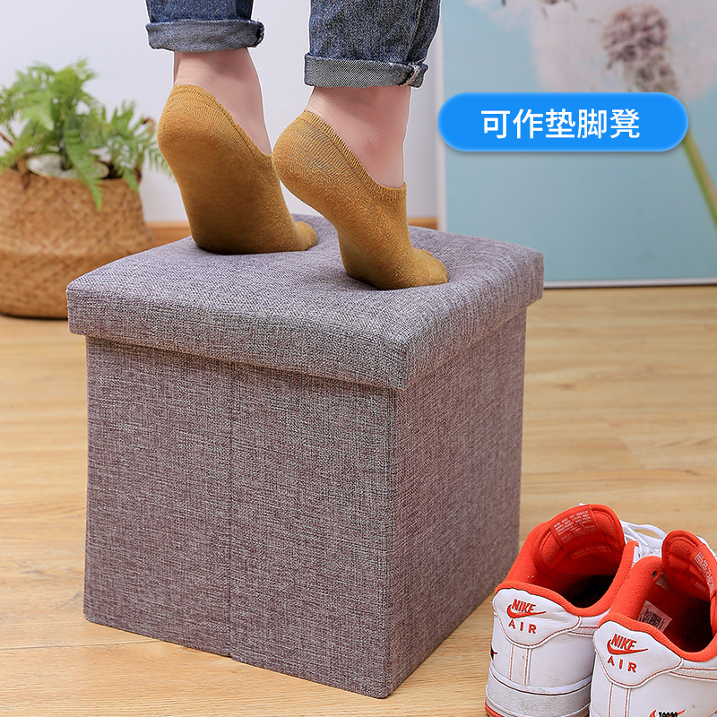 多機能布芸は靴交換腰掛けの四角い折りたたみ収納ボックスの整理箱に座ることができます。|undefined
