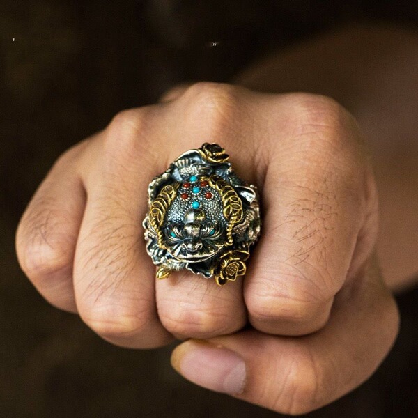 Carved retro ring handmade for men and women