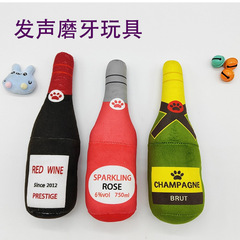 跨境寵物玩具發聲狗狗貓咪玩具紅酒瓶狀耐咬解悶毛絨玩具廠家直銷