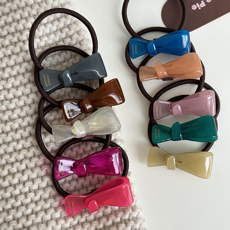 Corda per capelli con fiocco in acetato con texture gelatinosa semi-trasparente, elastico, colore fresco, elastico per capelli di base, accessori per capelli Nuovo_voghion.com