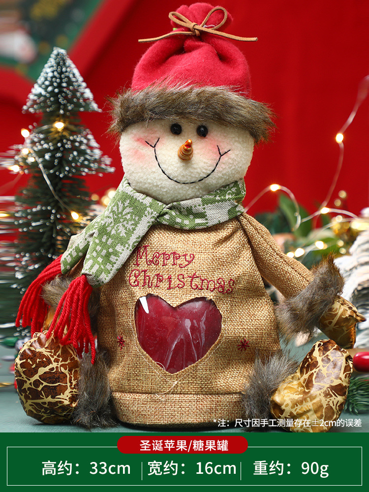 麻布拉链苹果袋-雪人