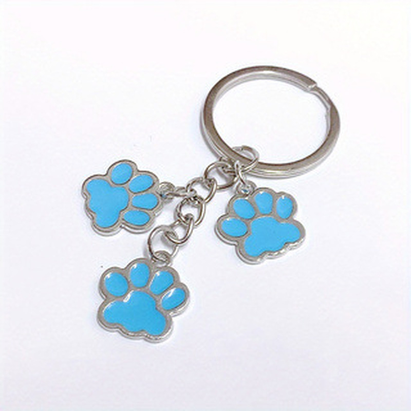 Alloy Cartoon Cat Paw Keychain Cute Bear Paw Pendant Girly Heart Bag Accessory Key Ring Car Key