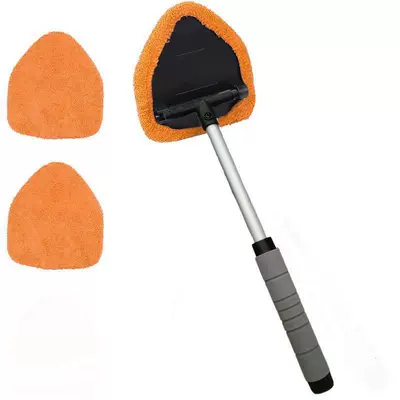 Car cleaning tools, and Dropshipping of Car Windshield - 1-set-pentagonal-sponge-telescopic-pole-3-orange-cloth-covers