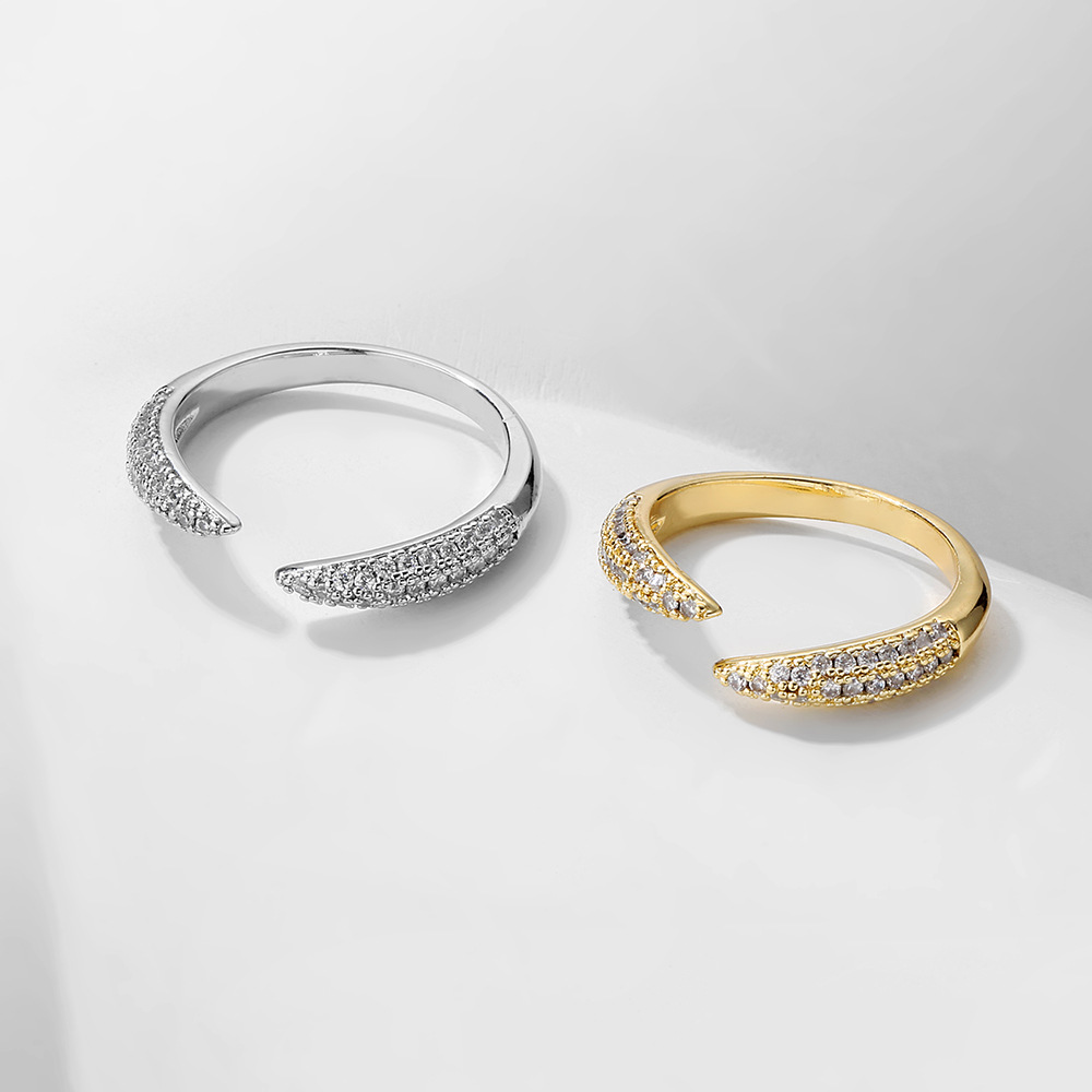 Fashion Solid Color Copper Inlay Zircon Open Ring 1 Piece