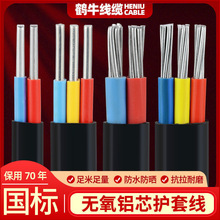 國標2芯3芯電纜線鋁芯家用戶外電線4 6 10 16 平方架空鋁線護套線