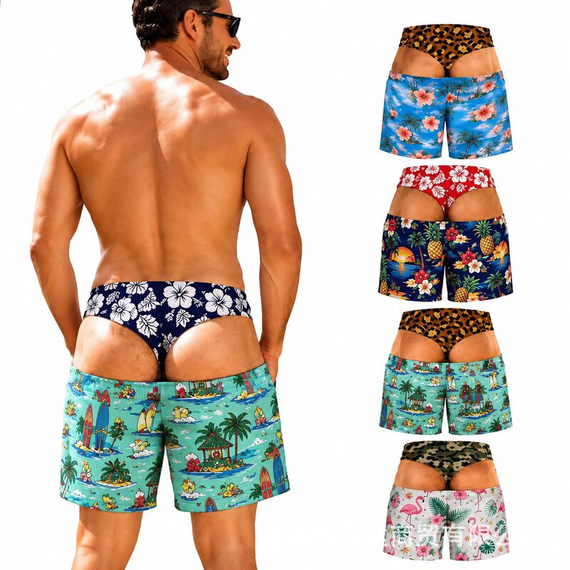 Summer men's beach shorts with various patterns, 3D prints, and a casual, fun design; wholesale of surfing swim trunks Summer men's beach shorts with various patterns, 3D prints, and a casual, fun design; wholesale of surfing swim trunks
