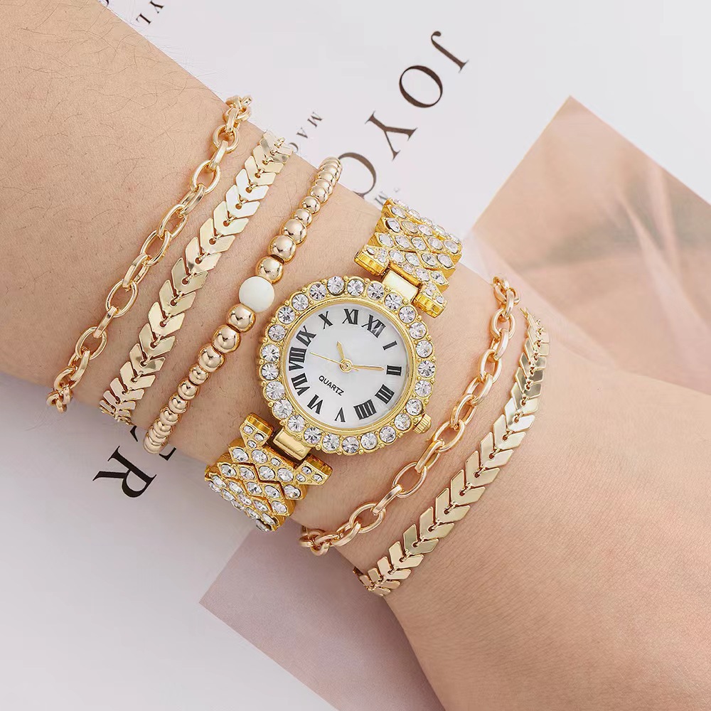 23 Year New Set Diamond Women's Bracelet Watch Luxury Fashion Gift Box Watch Bracelet Six Piece Quartz Watch Set_voghion.com