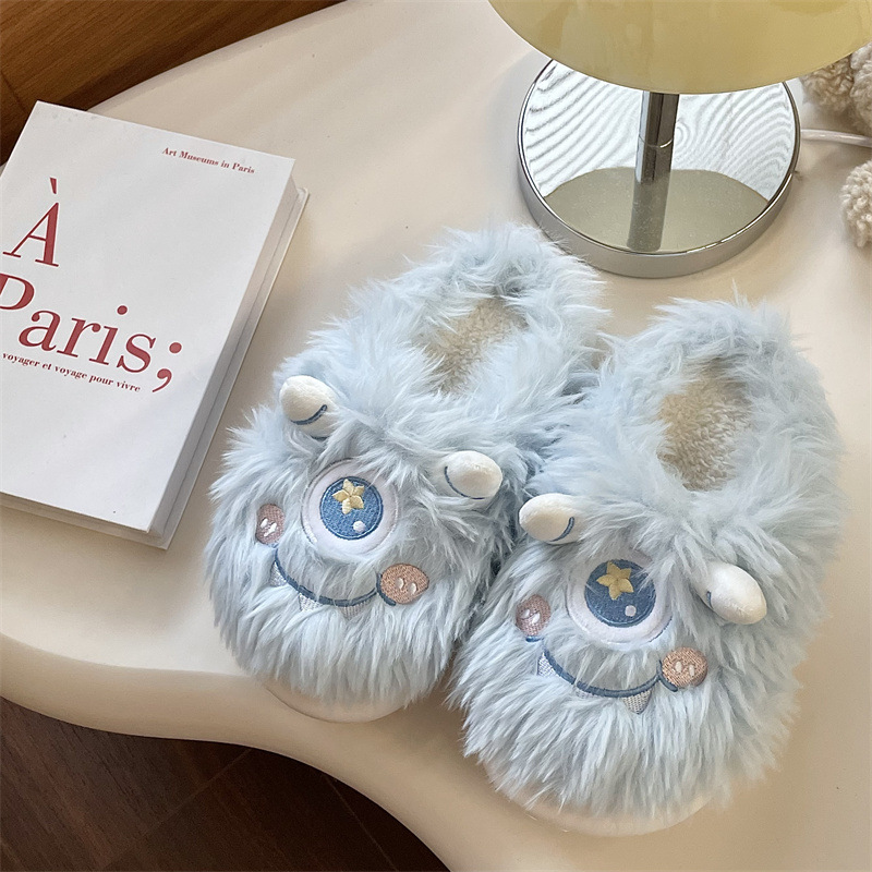 Thick-soled,Non-slip,Furry Slippers For Women,Outdoor Wear,Autumn,Height-enhancing,Popular,Versatile,Warm Cotton Slippers